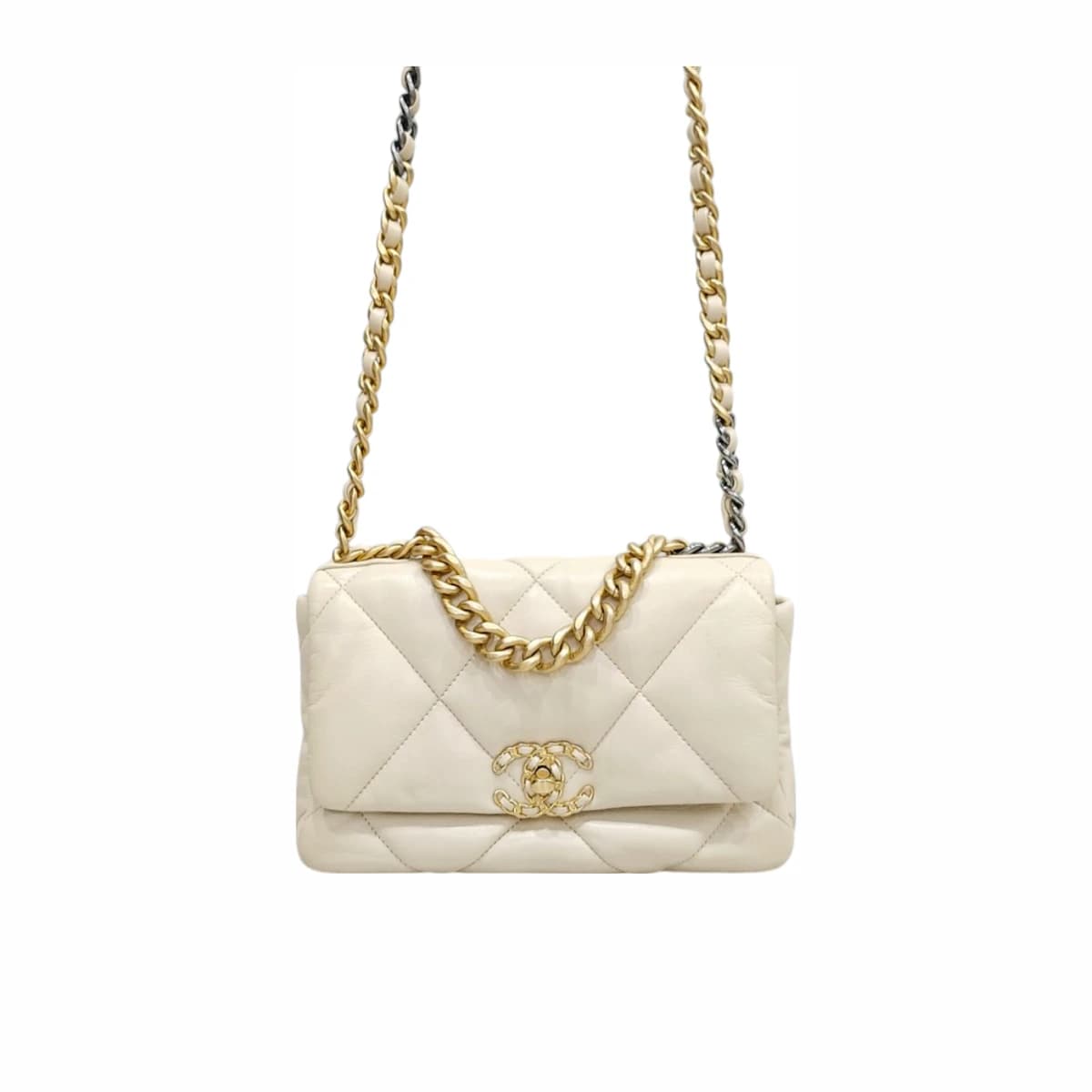 CHANEL 샤넬 19 백베이지 램스킨 미듐 플랩백 30번대 440