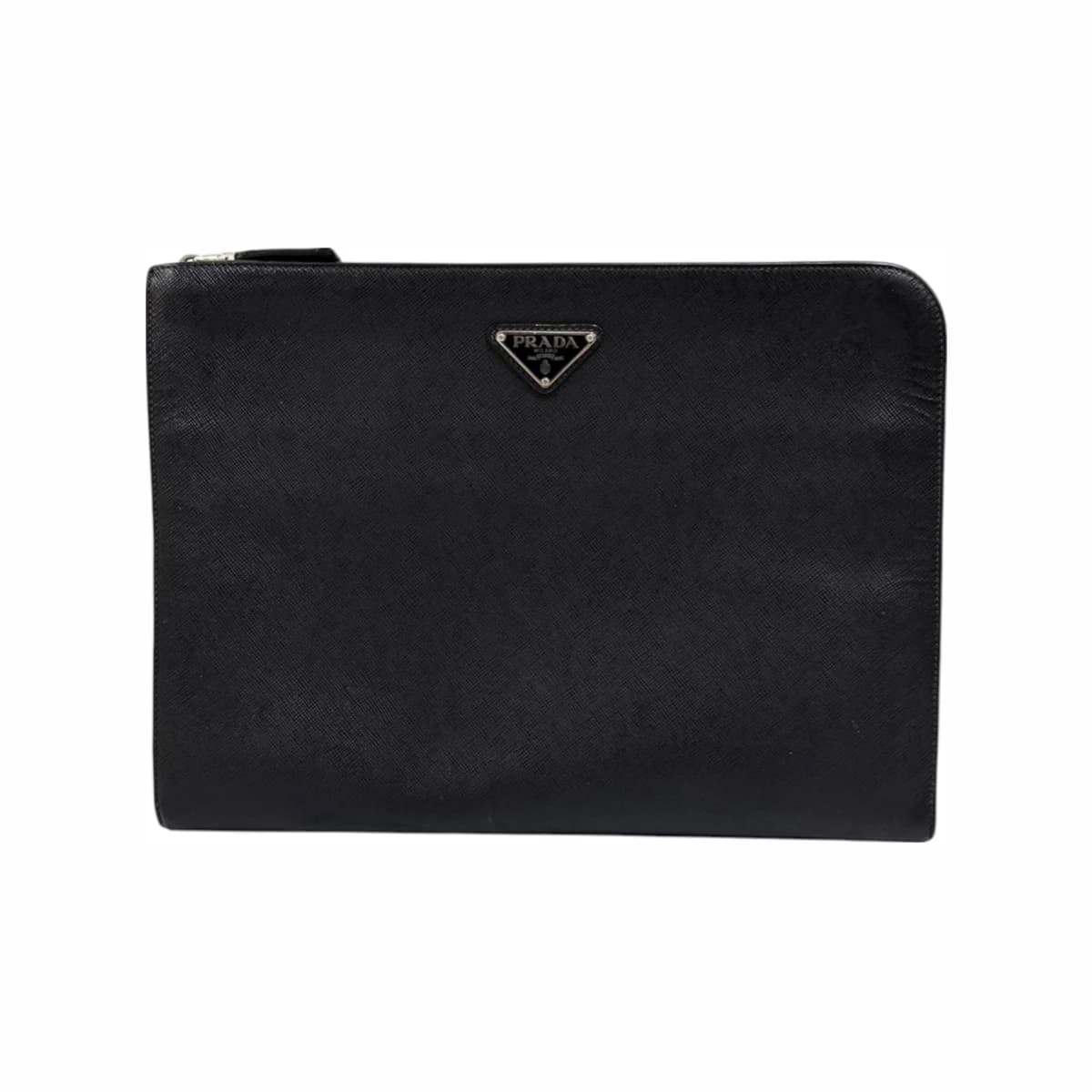 PRADA 프라다 사피아노 삼각로고 클러치백 블랙 가죽