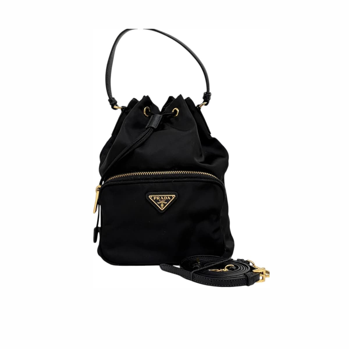 PRADA 프라다 삼각로고 나일론 버킷백 블랙
