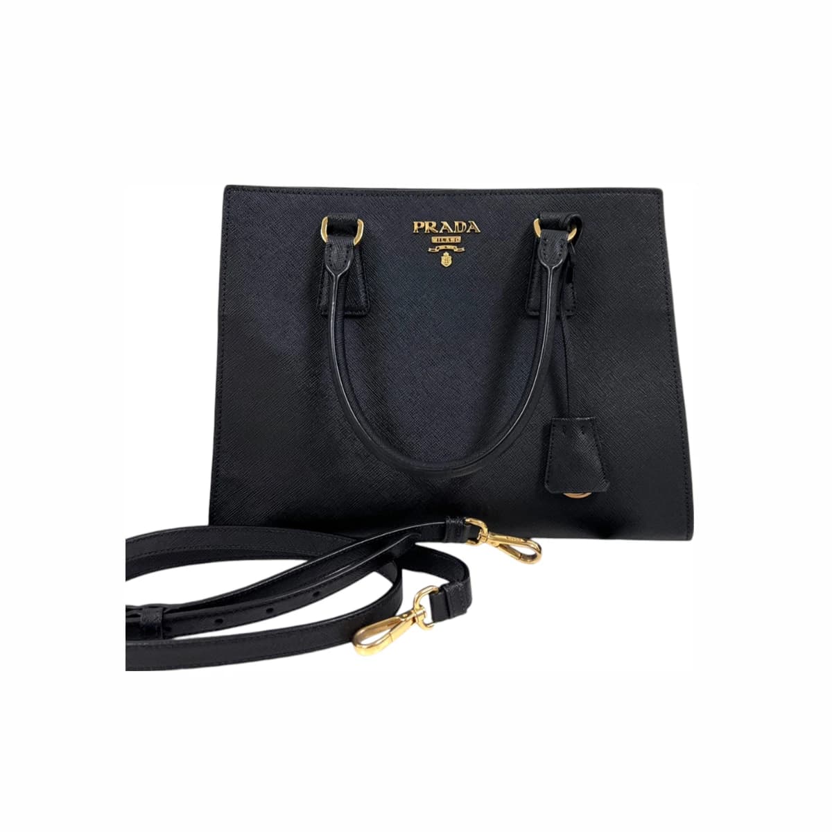 PRADA 프라다 사피아노 토트백 & 숄더백 블랙 가죽