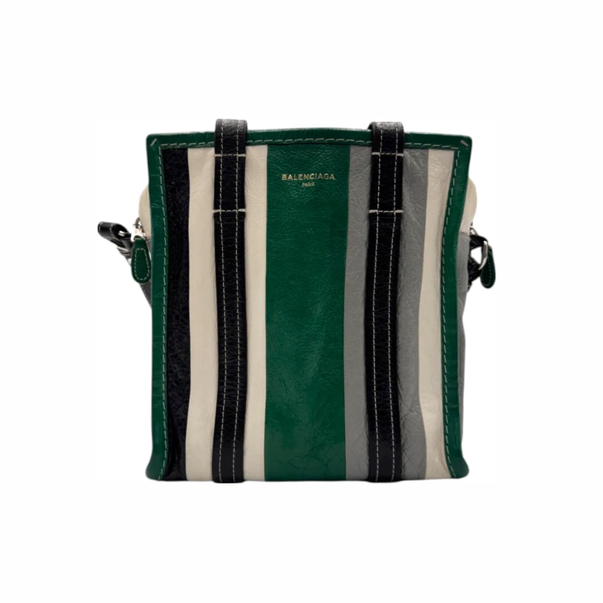BALENCIAGA 발렌시아가 바자르 쇼퍼백 멀티컬러 스트라이프 스몰 가죽