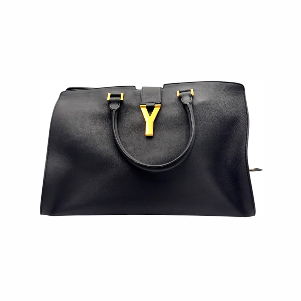 SAINT LAURENT 생로랑 블랙 레더 뉴 카바시크 미디움 토트백 가죽