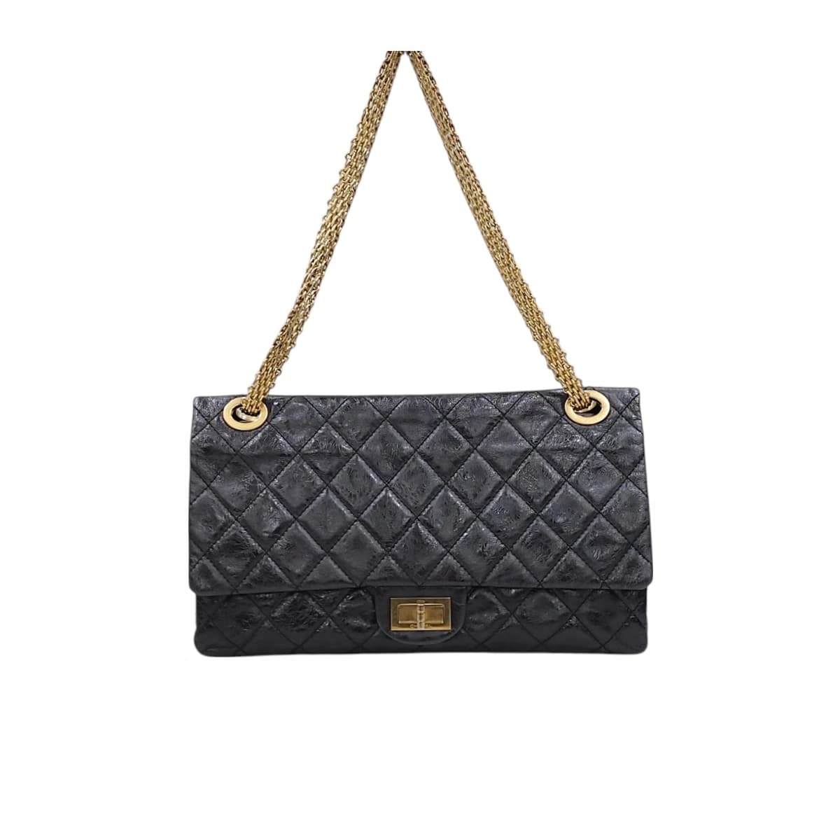 CHANEL 샤넬 2.55 빈티지 카프스킨 플랩백 금장 맥시 12번대
