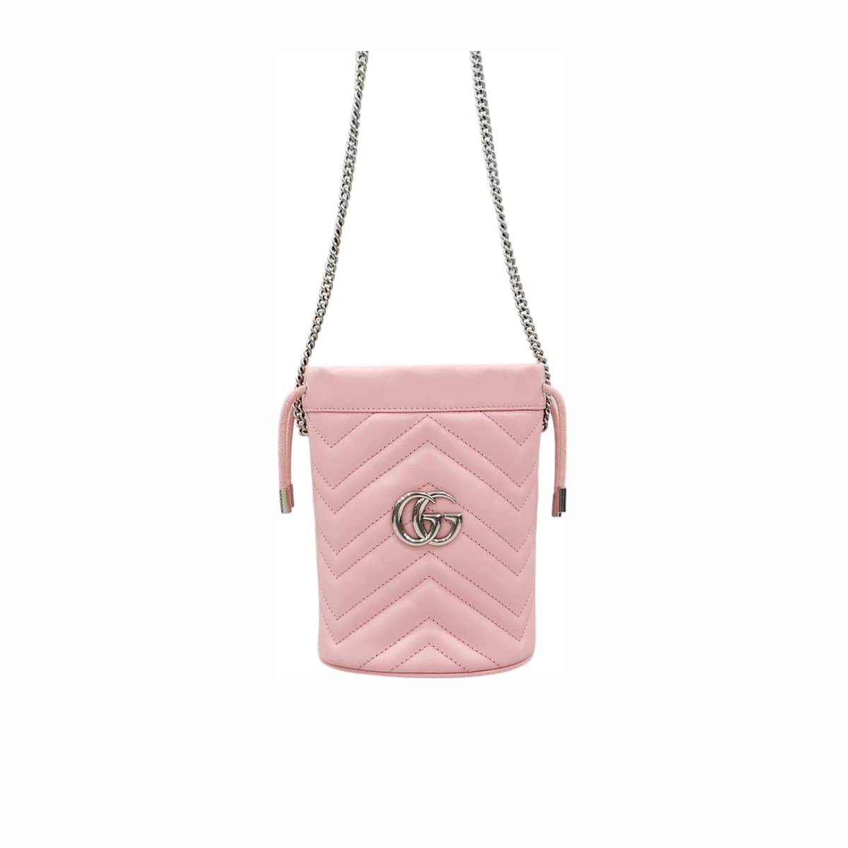 GUCCI 구찌 GG 핑크 마몽 체인 버킷백 60 가죽