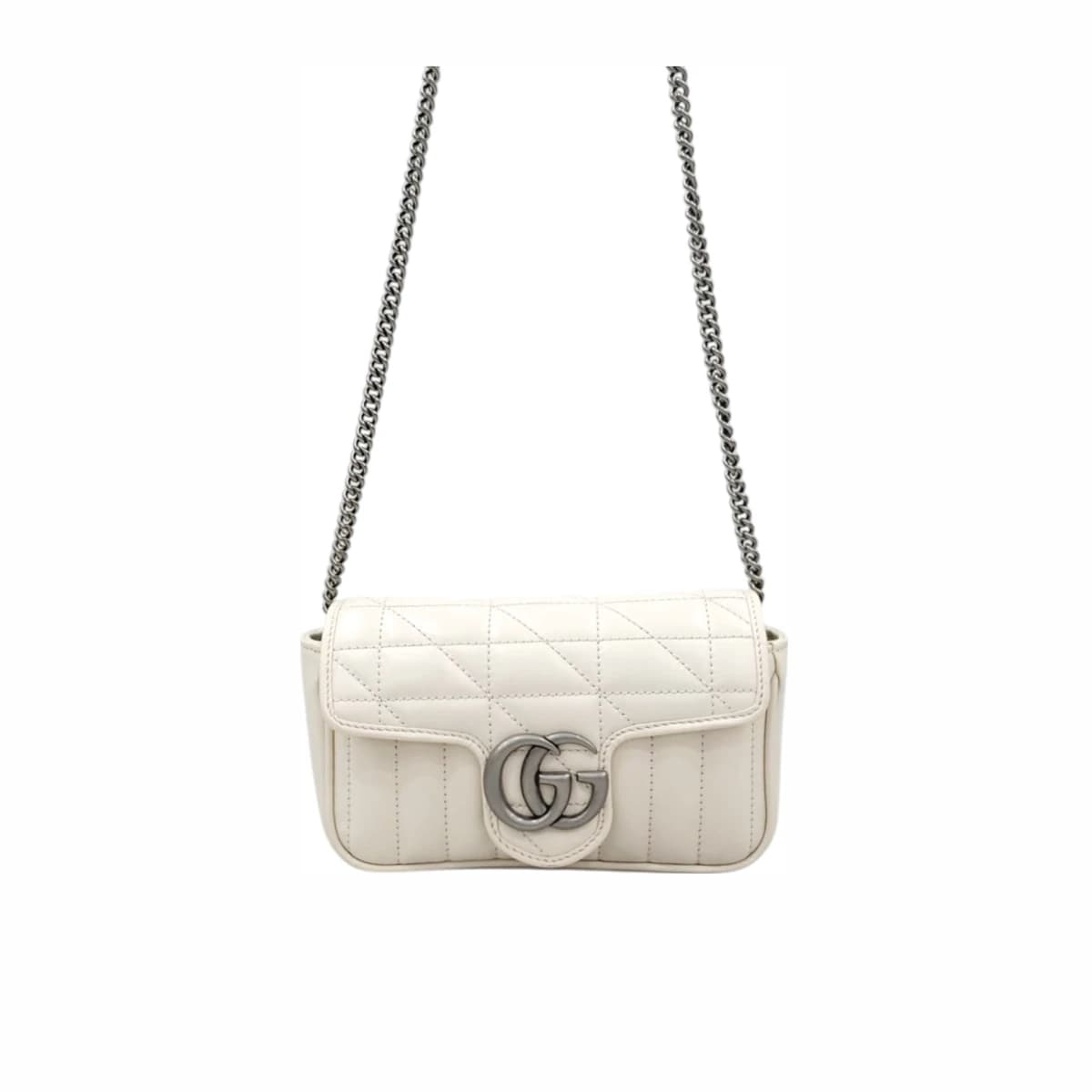 GUCCI 구찌 GG 마몽 수퍼 미니 체인백 77 화이트 가죽