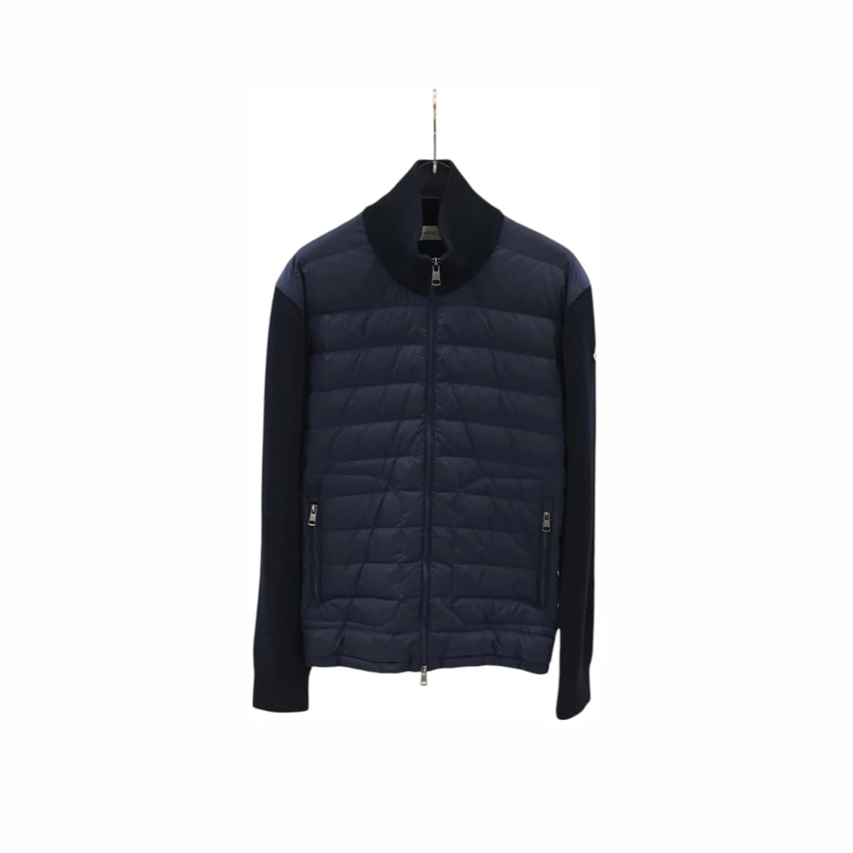 MONCLER M몽클레어 트리콧 울 니트 패딩 집업 66 블랙 울·캐시미어