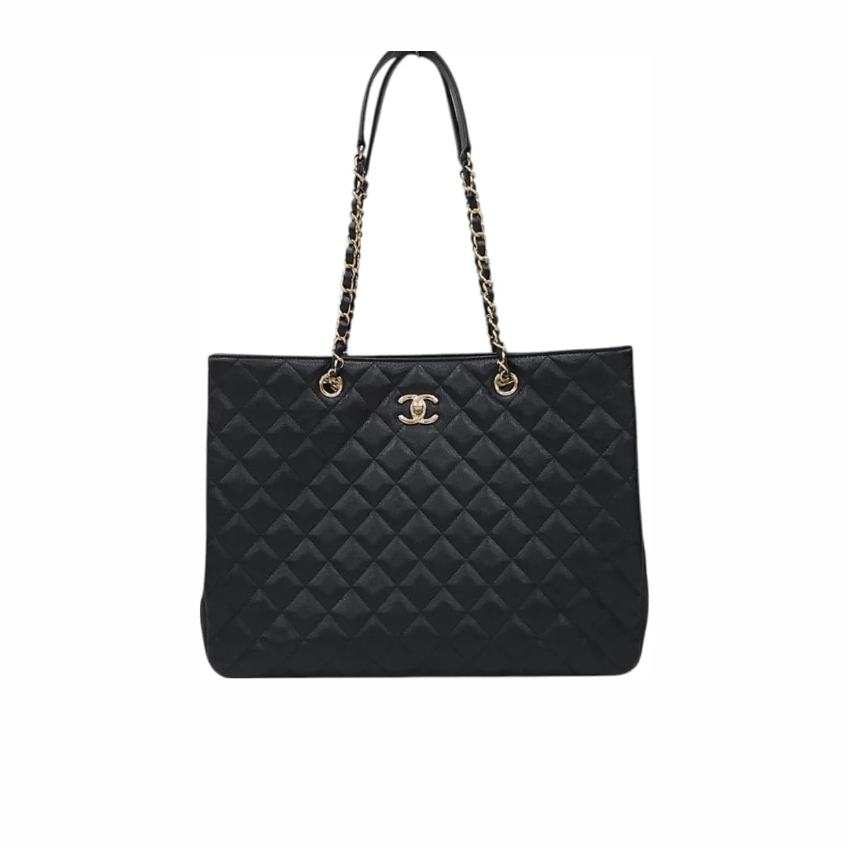 CHANEL 샤넬 타임리스 캐비어 쇼퍼 숄더백 내장 칩 블랙