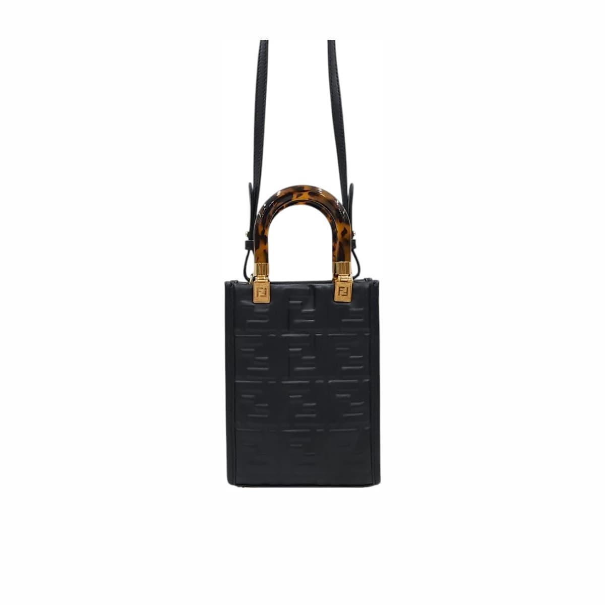FENDI 펜디 블랙 미니 선샤인 FF 쇼퍼백 가죽