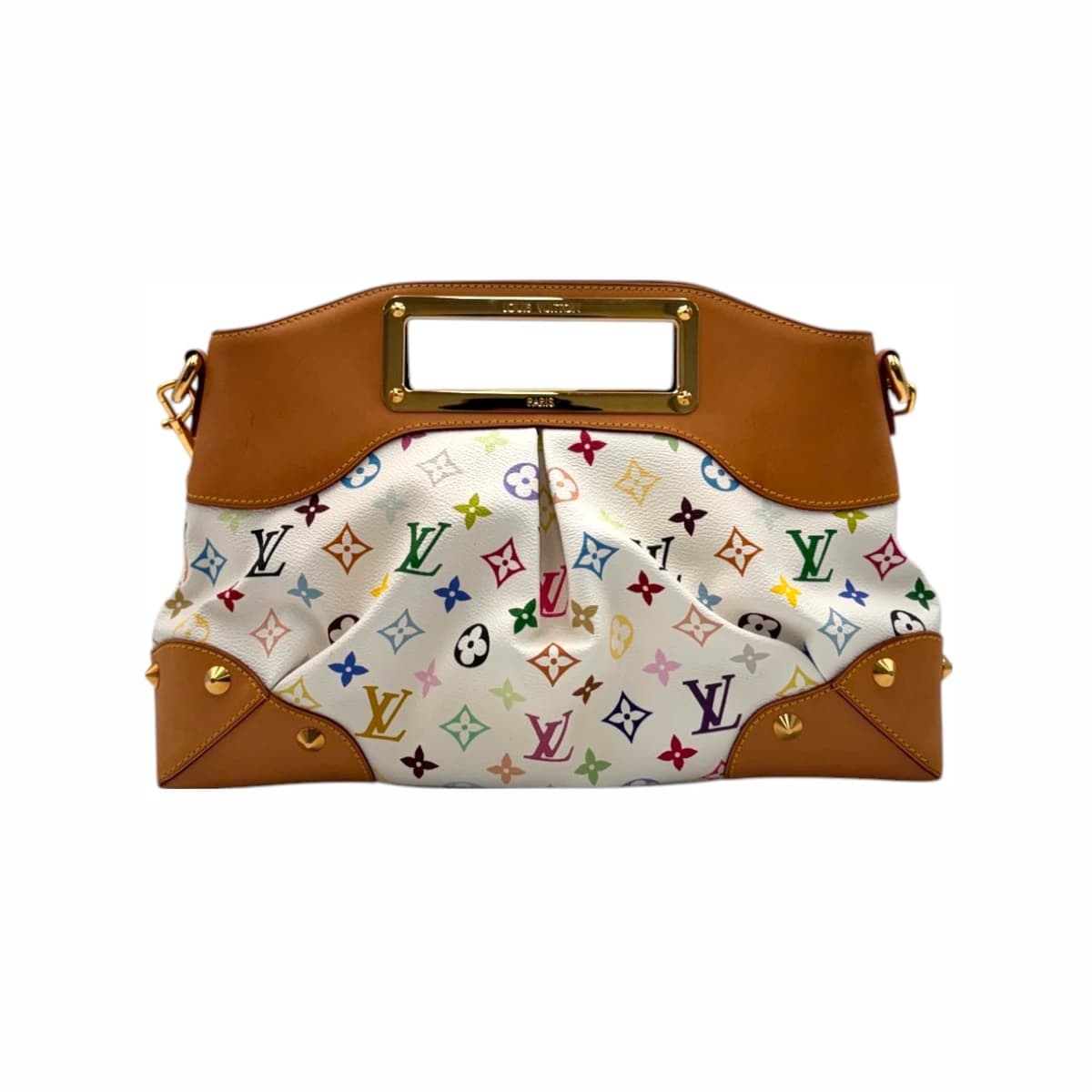 LOUIS VUITTON 루이비통 모노그램 캔버스 멀티 컬러 화이트 주디 MM 토트백