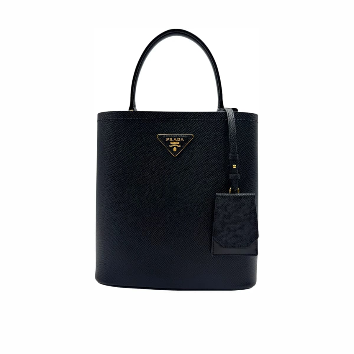 PRADA 프라다 블랙 사피아노 뀌르 파니에 미디움 토트백 가죽