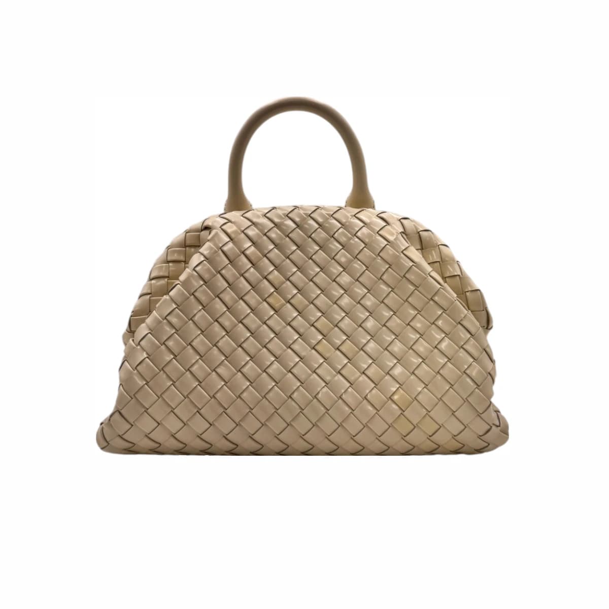 BOTTEGA VENETA 보테가베네타 라임 계열 인트레치아토 패디드 탑핸들 백