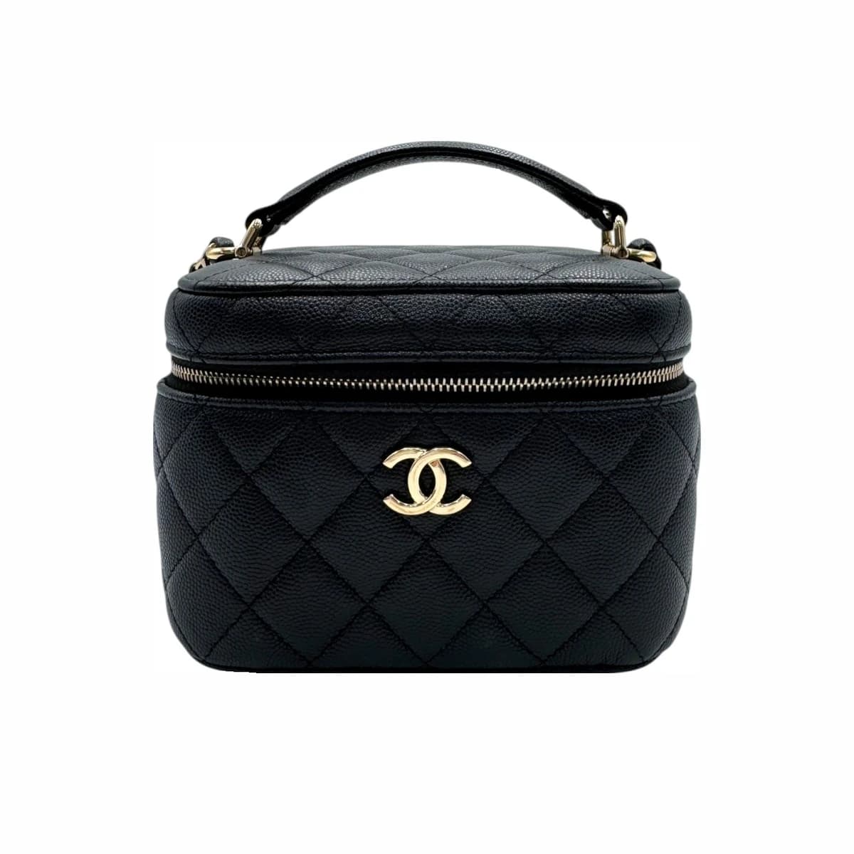 CHANEL 샤넬 블랙 캐비어 코스메틱 케이스 베니티 백 스몰
