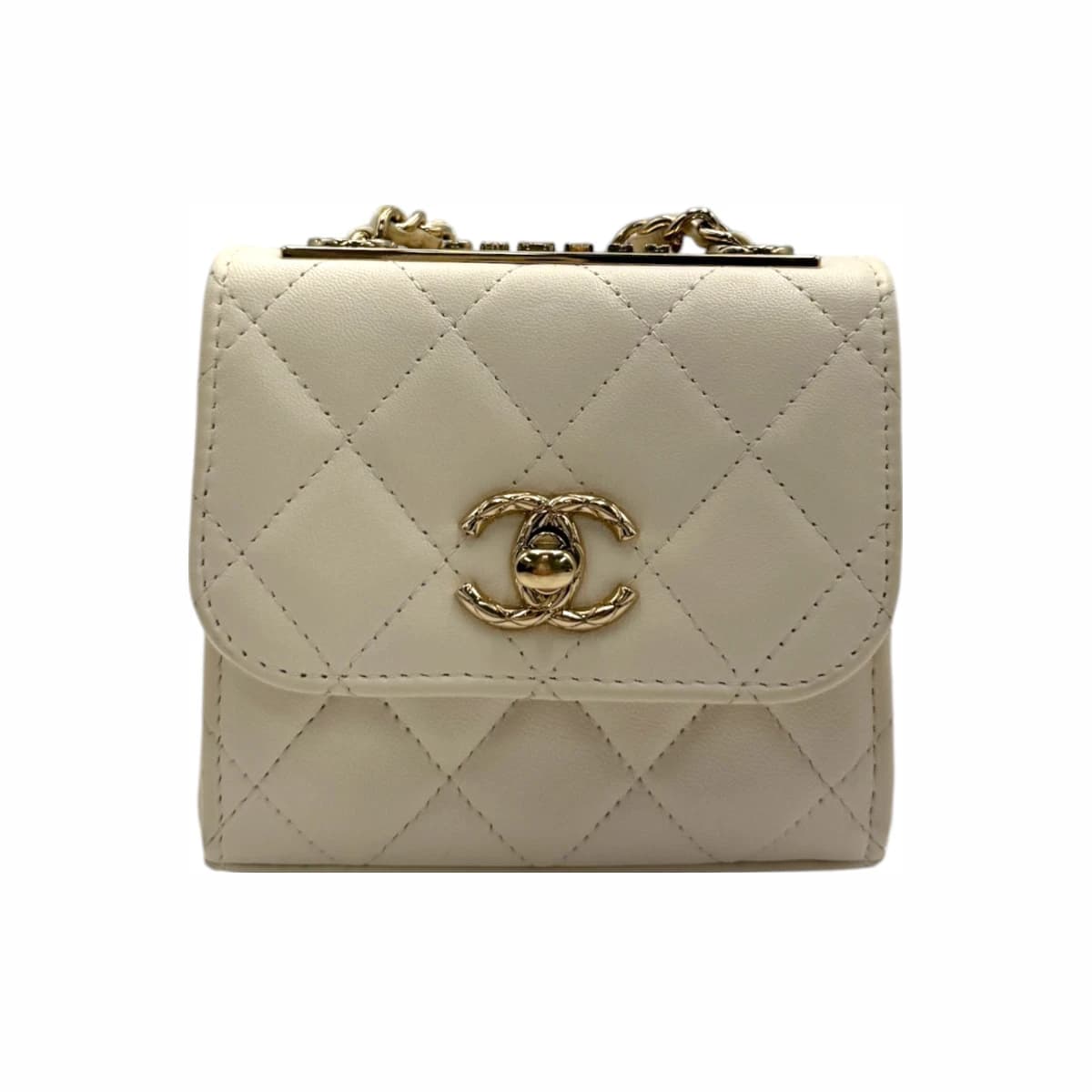 CHANEL 샤넬 화이트 램스킨 트렌디 CC 미니 WOC (내장칩)