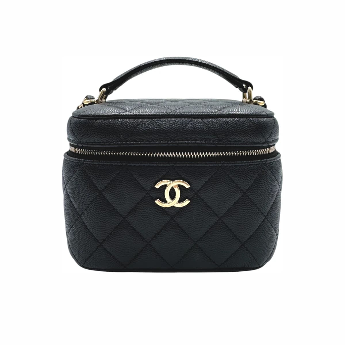 CHANEL 샤넬 블랙 캐비어 코스메틱 케이스 베니티 백 스몰