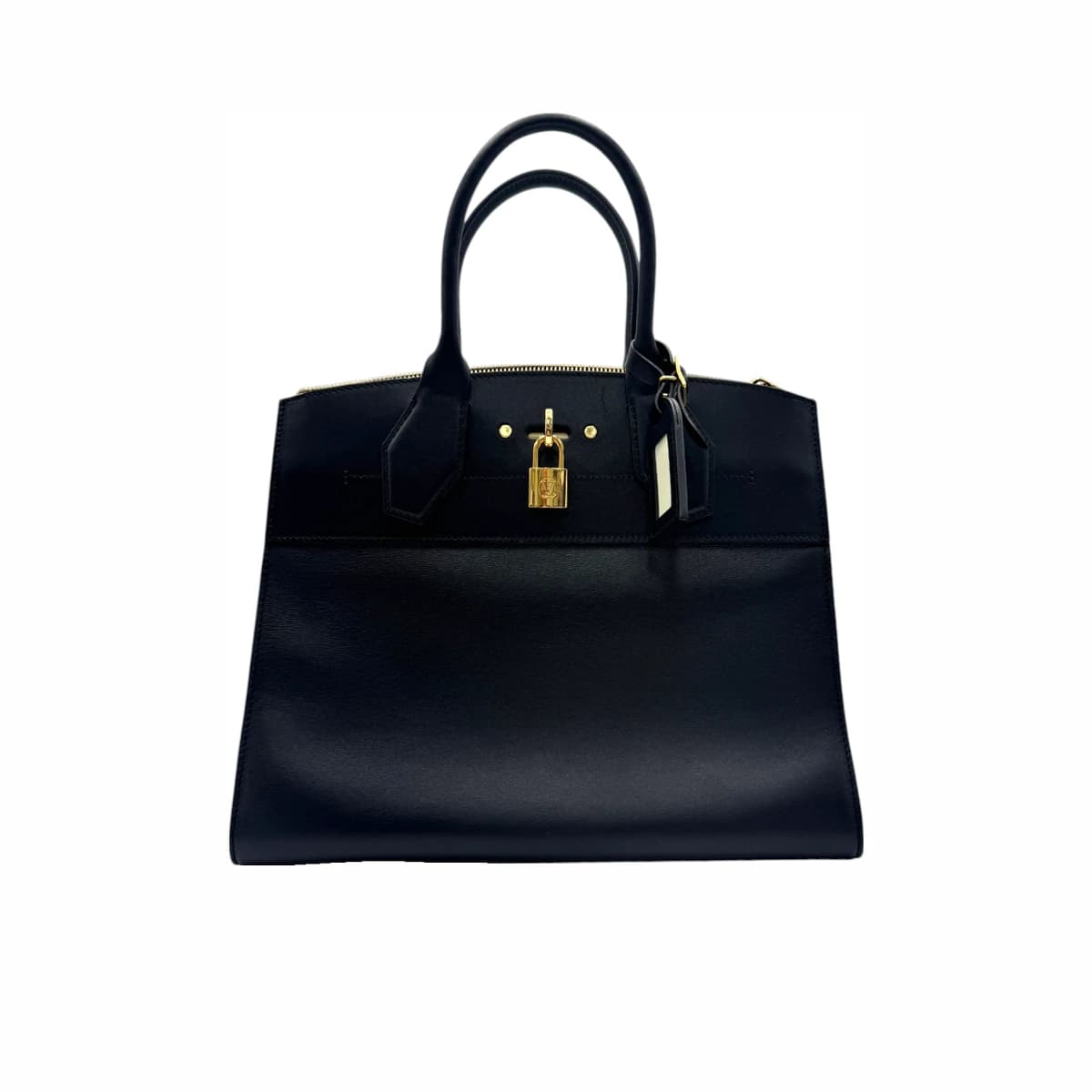 LOUIS VUITTON 루이비통 블랙 레더 시티 스티머 MM 토트백