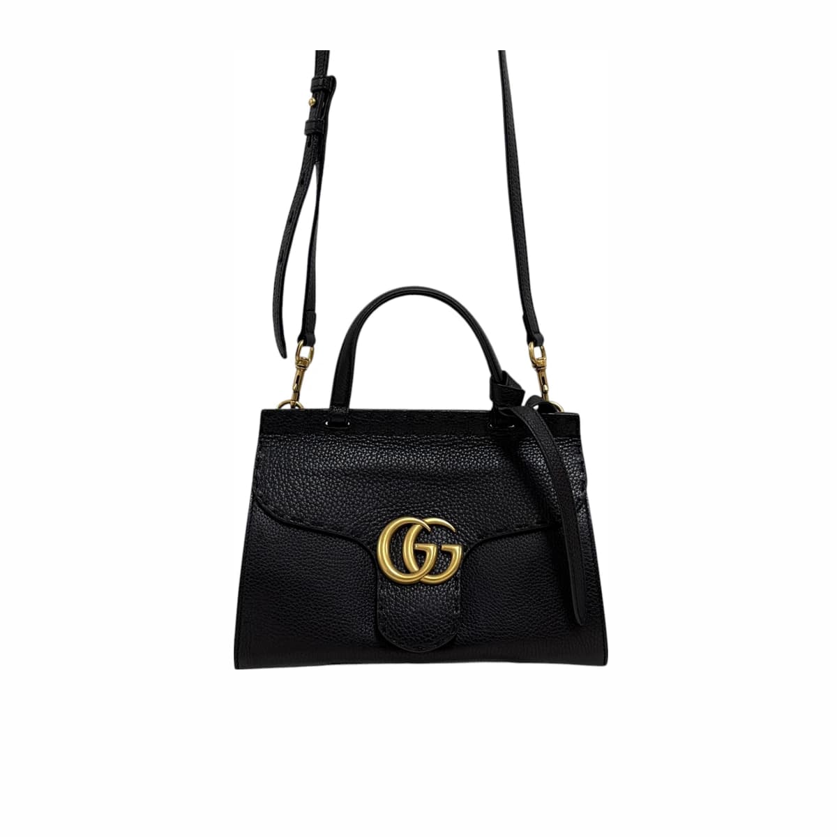 GUCCI 구찌 GG 마몽 미니 탑핸들 토트백 숄더백 블랙 가죽