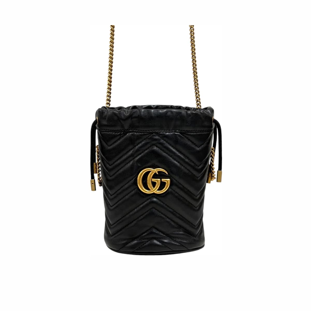 GUCCI 구찌 GG 마몽 버킷백 블랙 가죽