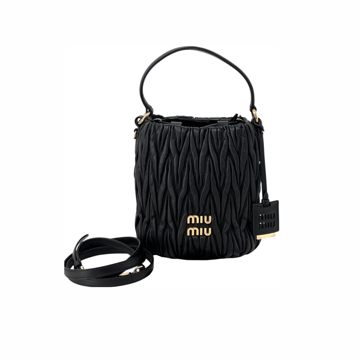 MIU MIU 미우미우 마테라쎄 버킷백 숄더백 블랙 가죽
