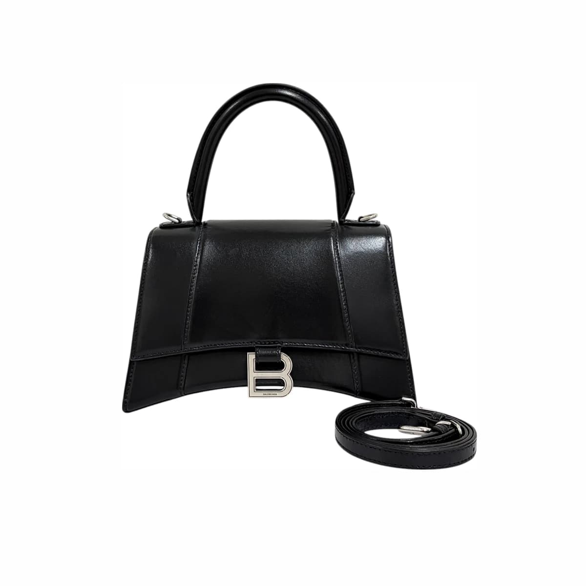 BALENCIAGA 발렌시아가 아워글래스 스몰 토트백 블랙 가죽