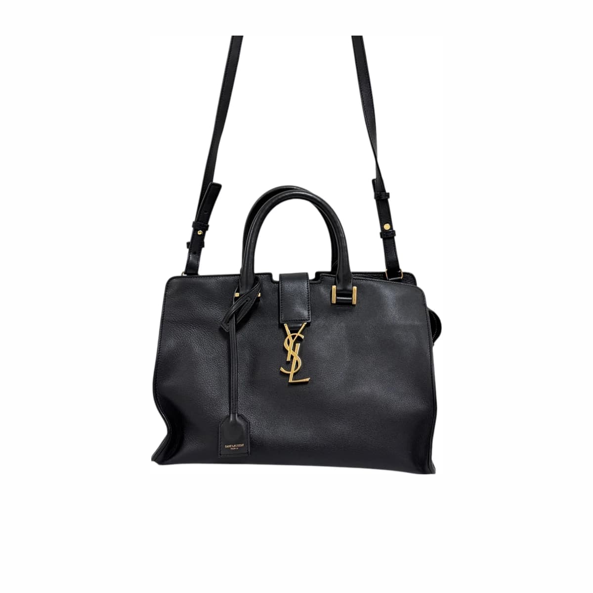 SAINT LAURENT 생로랑 삭 모노그램 카바스 스몰 토트백 & 숄더백 블랙