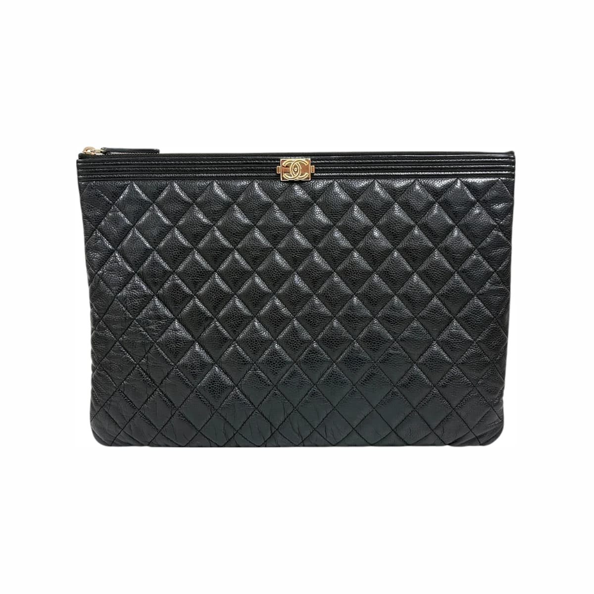 CHANEL 샤넬 캐비어 보이 클러치백 라지 블랙