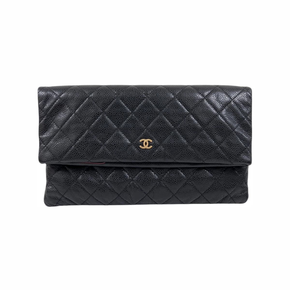 CHANEL 샤넬 캐비어 폴딩 클러치백 블랙