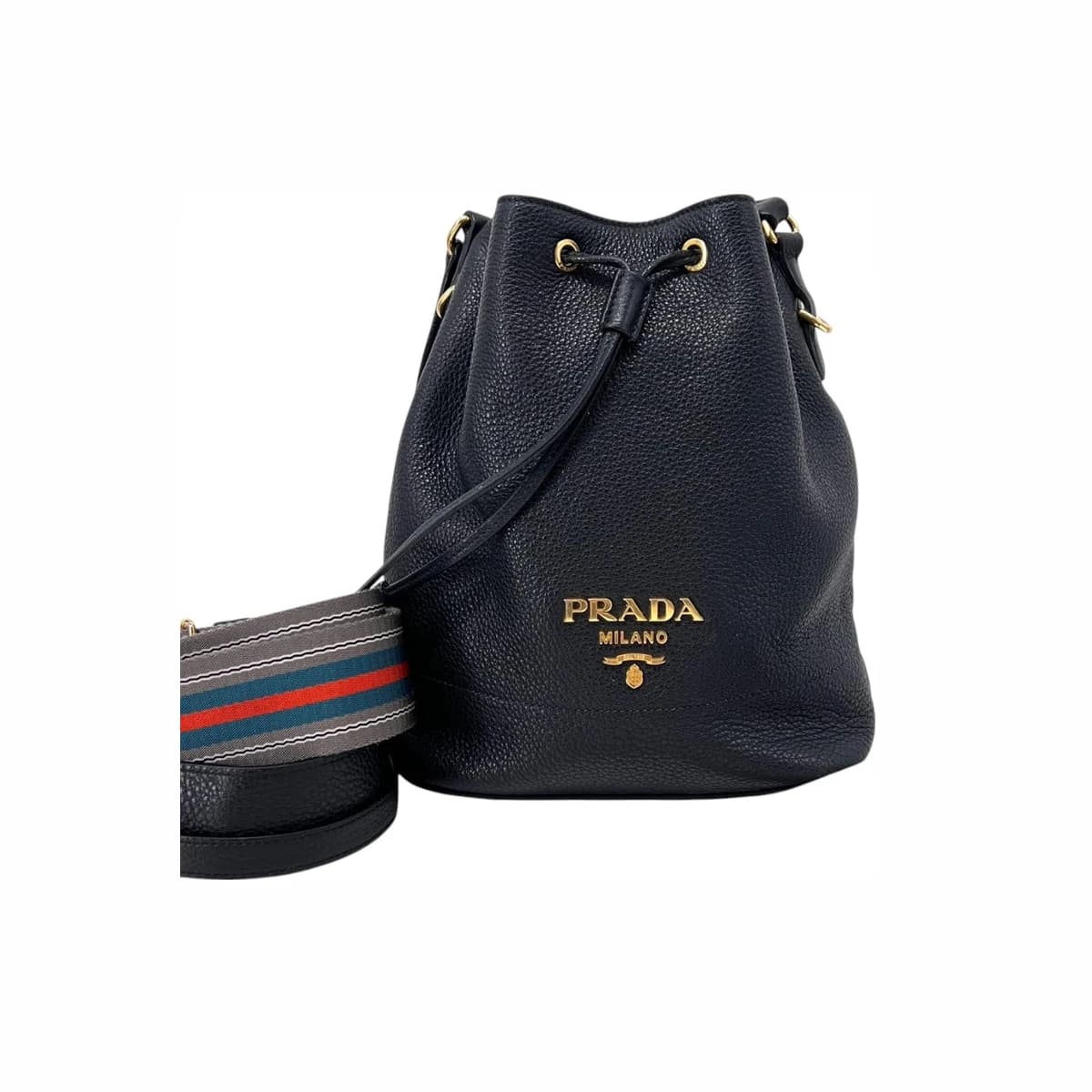 PRADA 프라다 비텔로 다이노 버킷백 크로스백 블랙 가죽