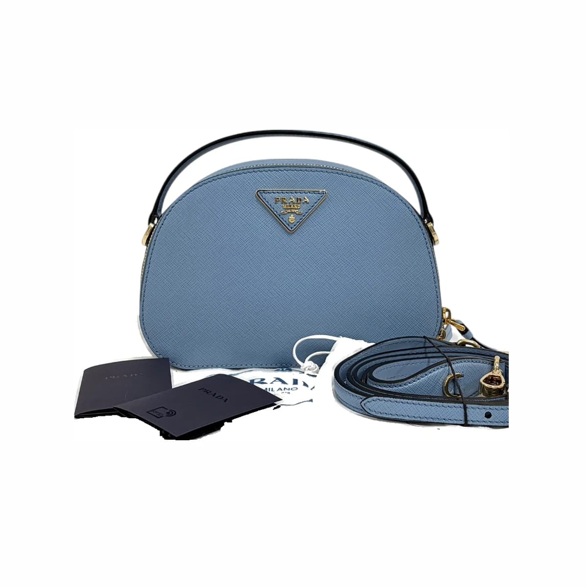 PRADA 프라다 사피아노 삼각로고 오데뜨 숄더백 & 크로스백 하늘색 가죽