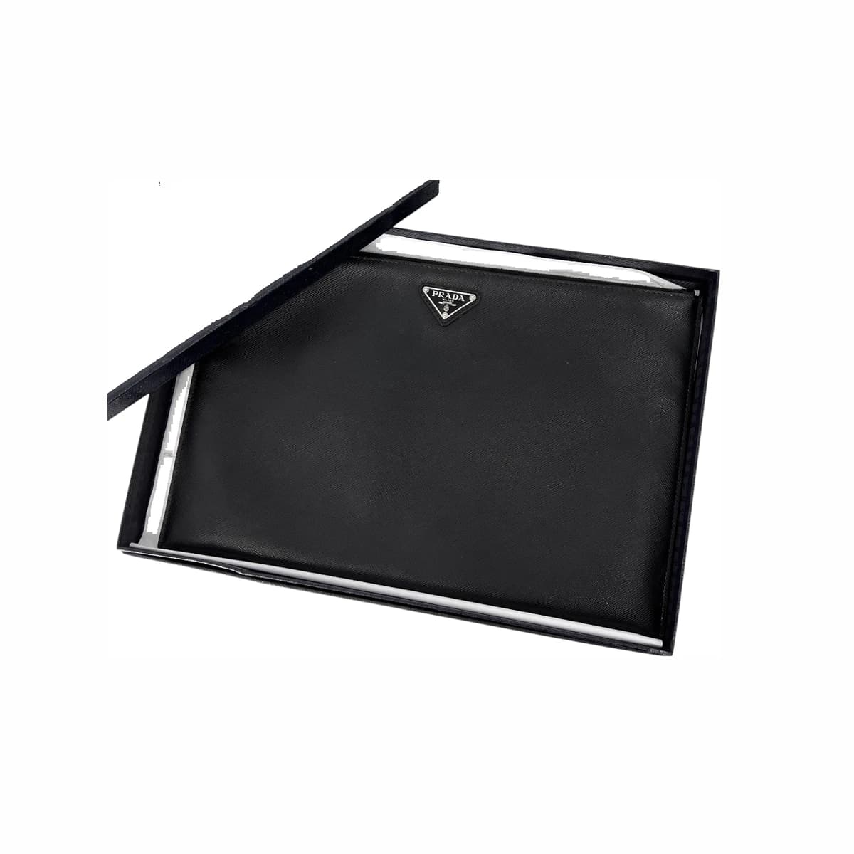PRADA 프라다 사피아노 삼각로고 클러치백 블랙 가죽