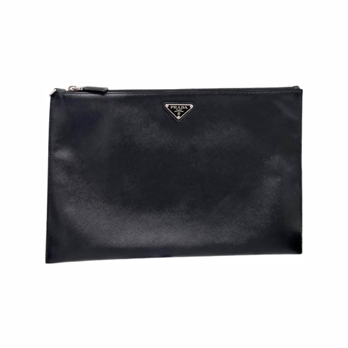 PRADA 프라다 사피아노 삼각로고 클러치백 블랙 가죽