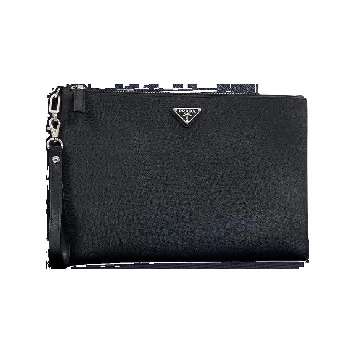 PRADA 프라다 사피아노 스트랩 클러치백 블랙 가죽