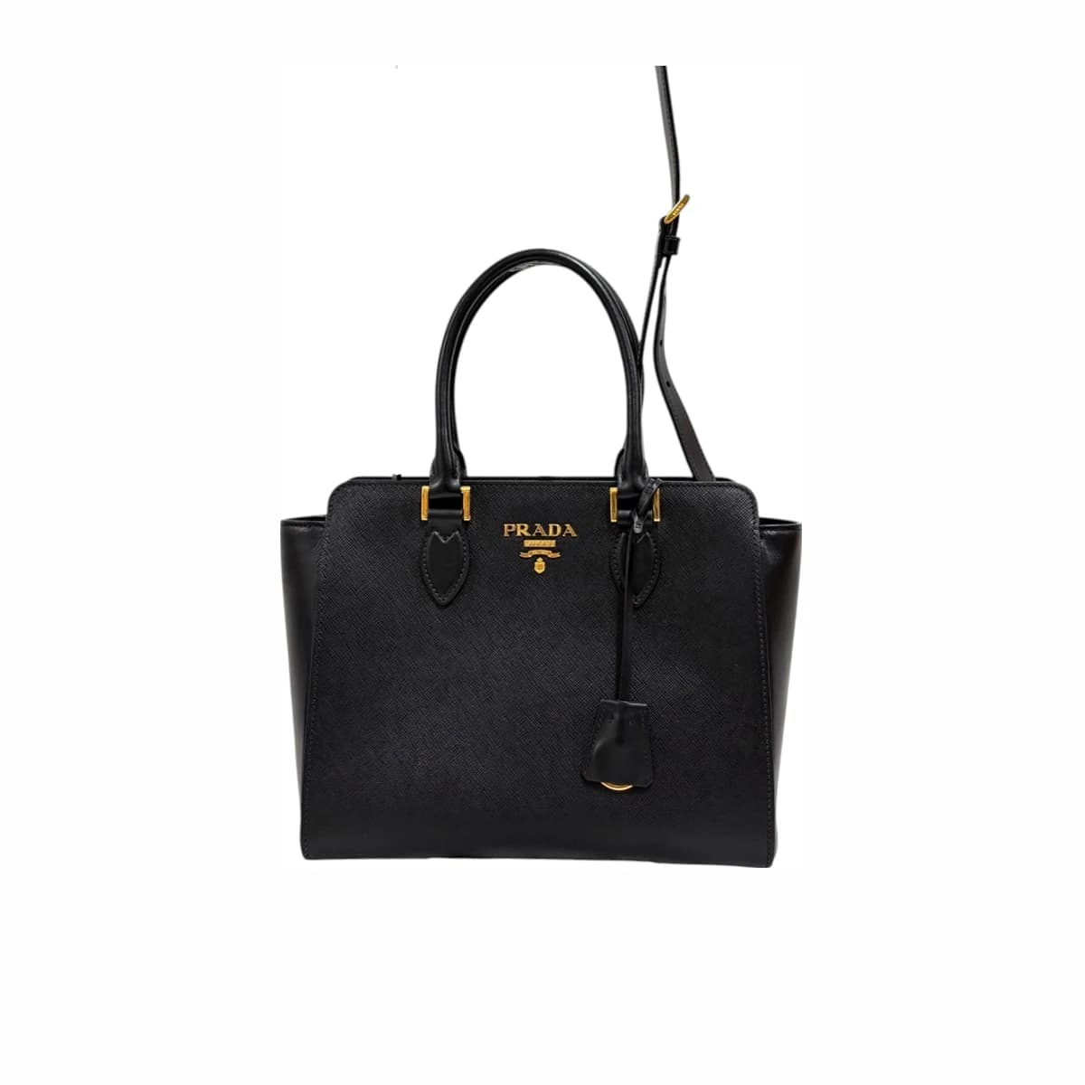 PRADA 프라다 사피아노 토트백 & 숄더백 블랙 가죽