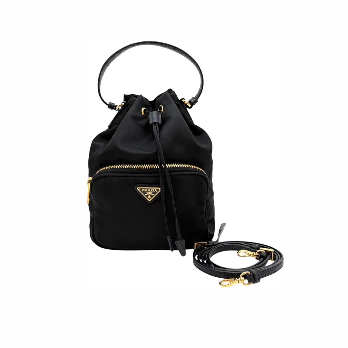 PRADA 프라다 삼각로고 나일론 버킷백 블랙