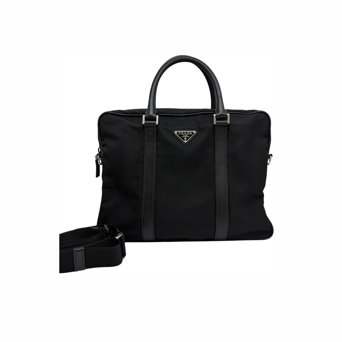 PRADA 프라다 삼각로고 나일론 사피아노 브리프케이스 토트백 블랙