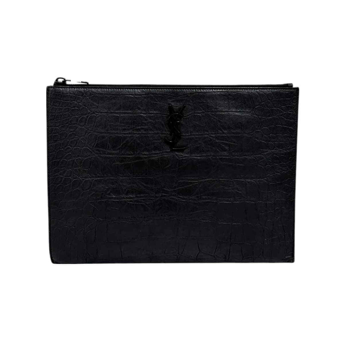 SAINT LAURENT 생로랑 모노그램 레더 클러치백 블랙 가죽