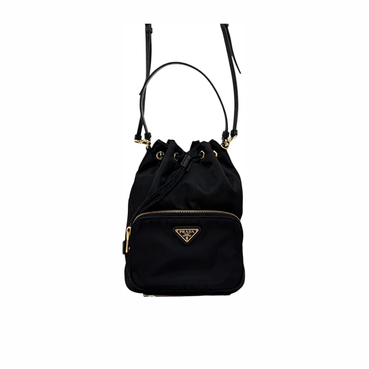 PRADA 프라다 나일론 삼각로고 버킷백 블랙