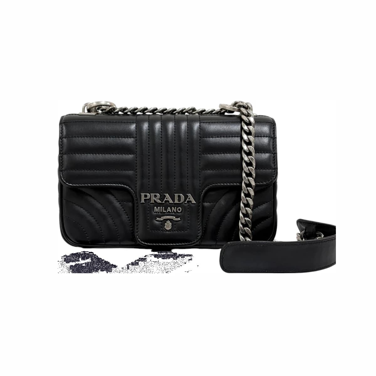 PRADA 프라다 다이어그램 체인 숄더백 & 크로스백 블랙 가죽