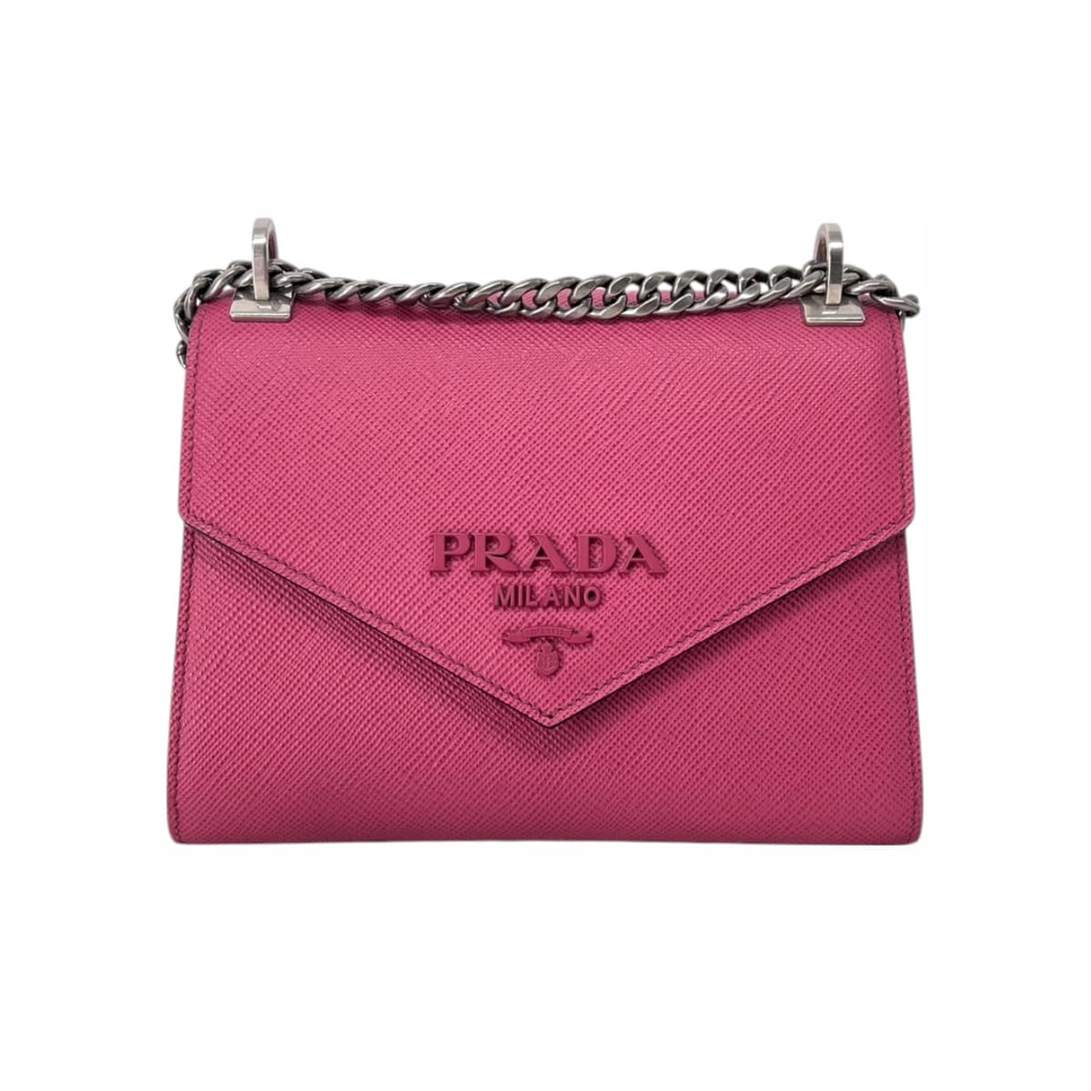PRADA 프라다 사피아노 모노크롬 체인 숄더백 핑크 가죽