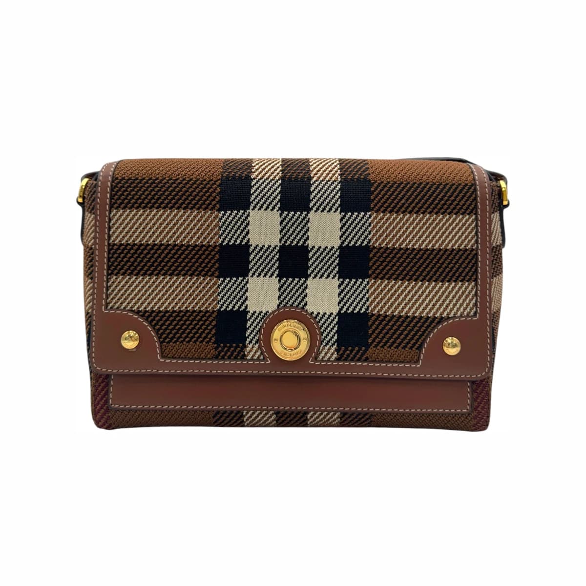 BURBERRY 버버리 브라운 니트 체크 노트 크로스백