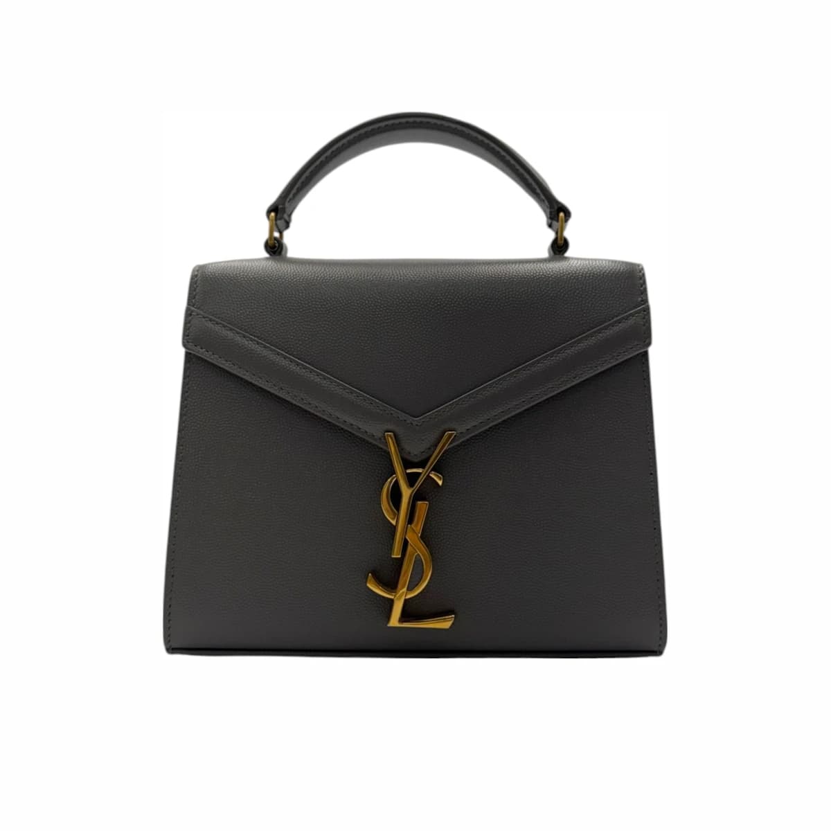 SAINT LAURENT 생로랑 다크 그레이 레더 카산드라 미니 탑핸들 백 가죽