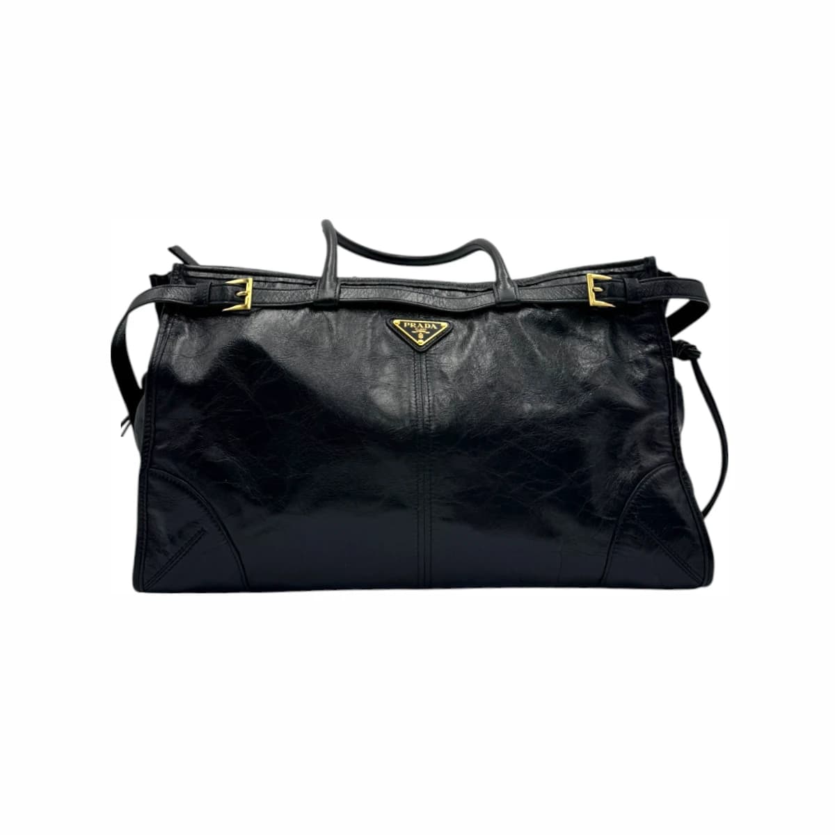 PRADA 프라다 블랙 보니 라지 가죽 핸드백