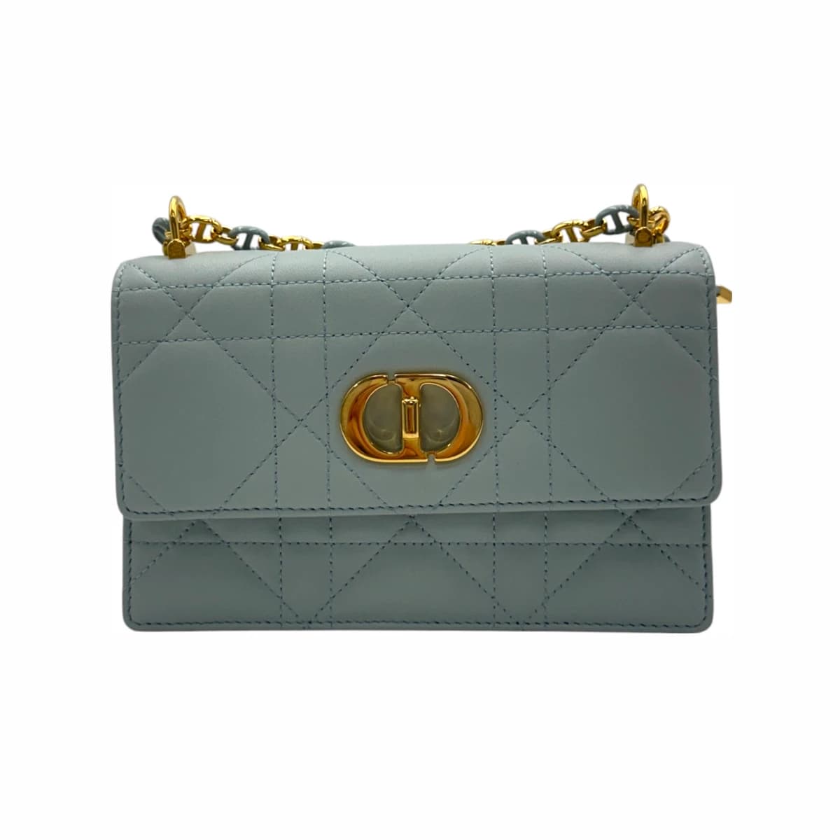 DIOR 디올 플라시드 블루 레더 미스 카로 미니 숄더백 가죽