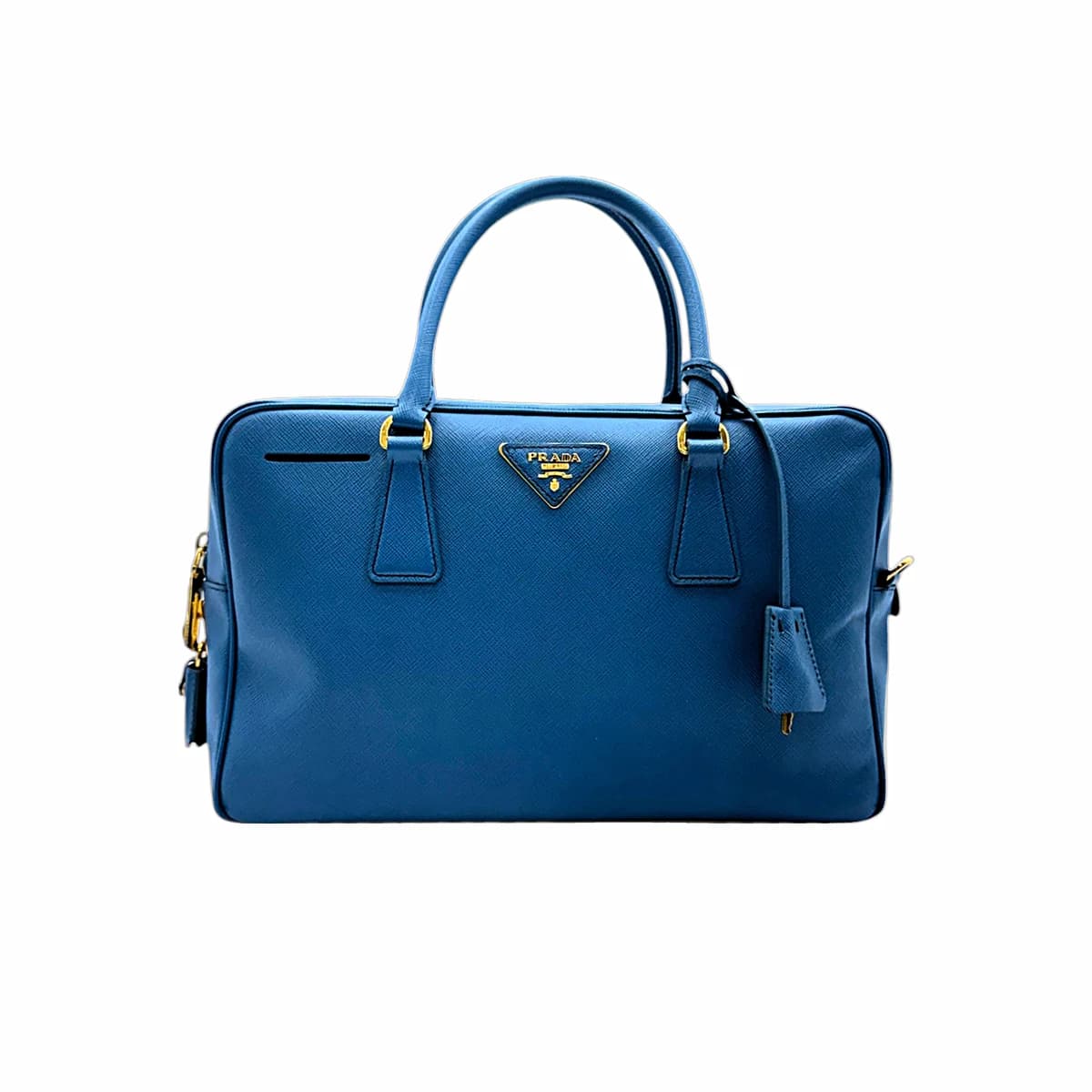 PRADA 프라다 블루 사피아노 투웨이 토트백 가죽