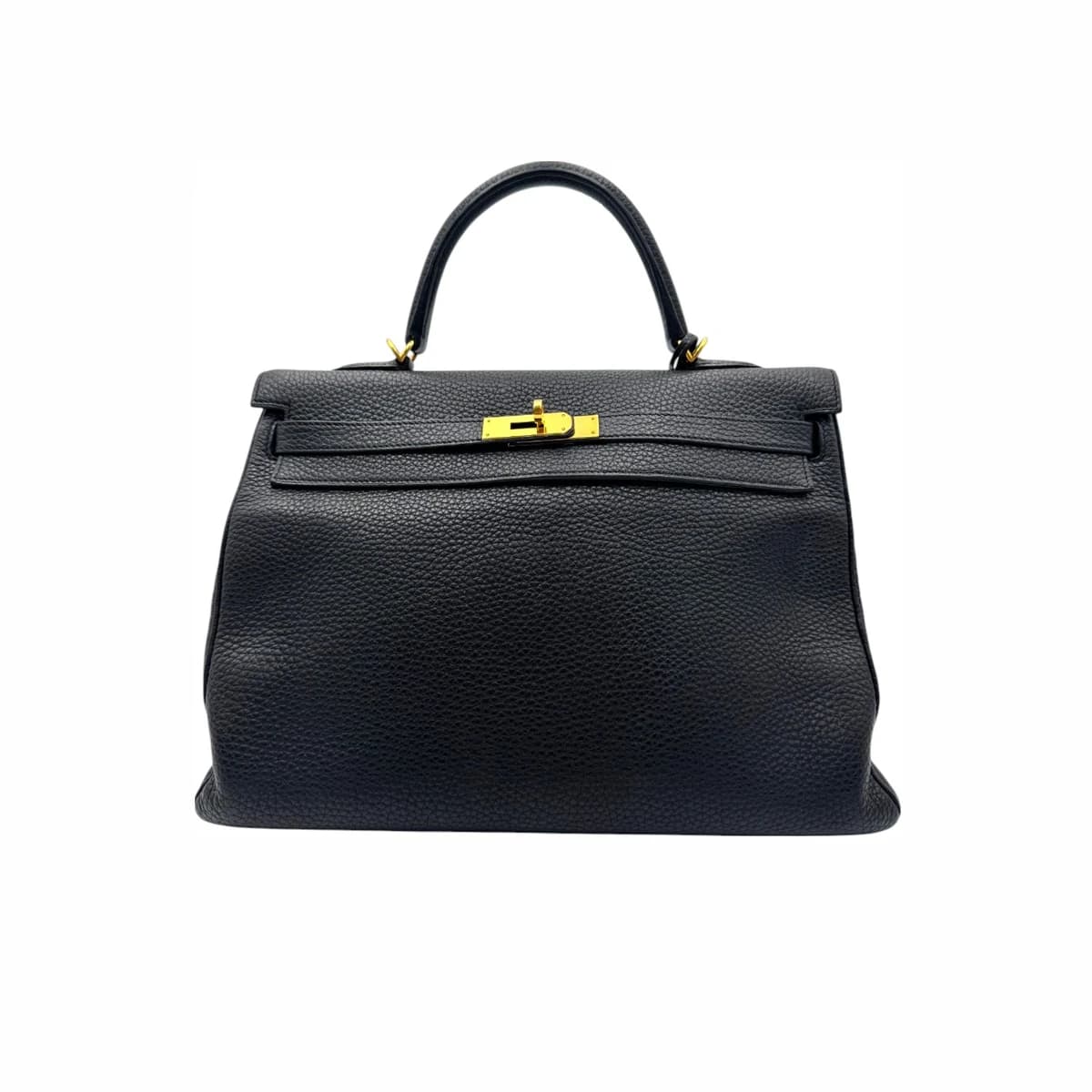 HERMÈS 에르메스 블랙 레더 골드 하드웨어 켈리 35(스퀘어 P 각인) 가죽