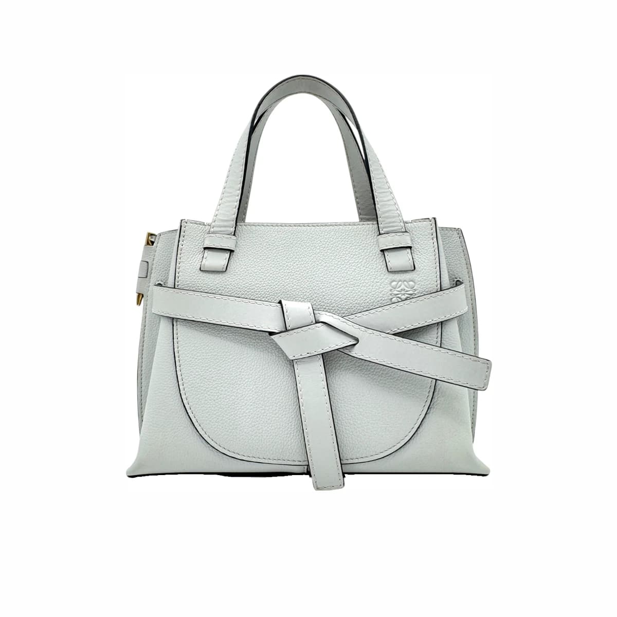 LOEWE 로에베 그레이 레더 게이트 탑 핸들 토트백
