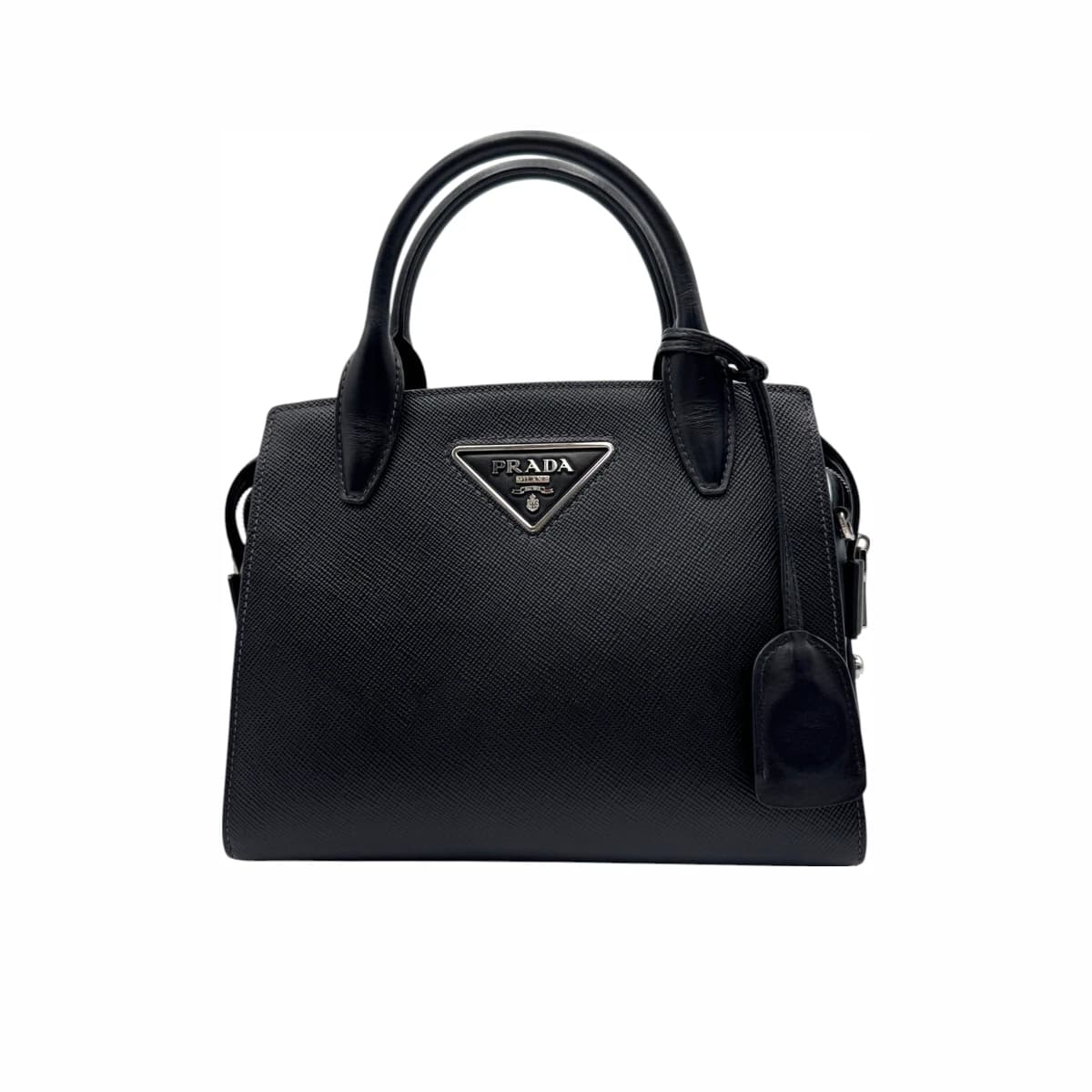 PRADA 프라다 사피아노 크리스틴 토트백 블랙 가죽