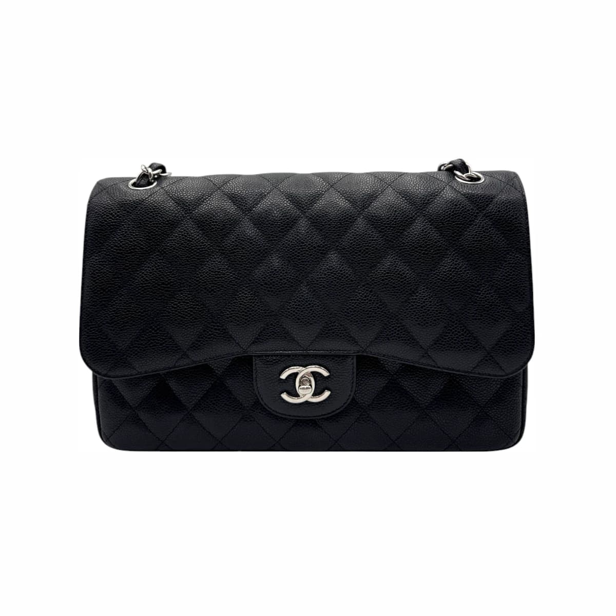 CHANEL 샤넬 블랙 캐비어 클래식 라지 체인 숄더백 15번대
