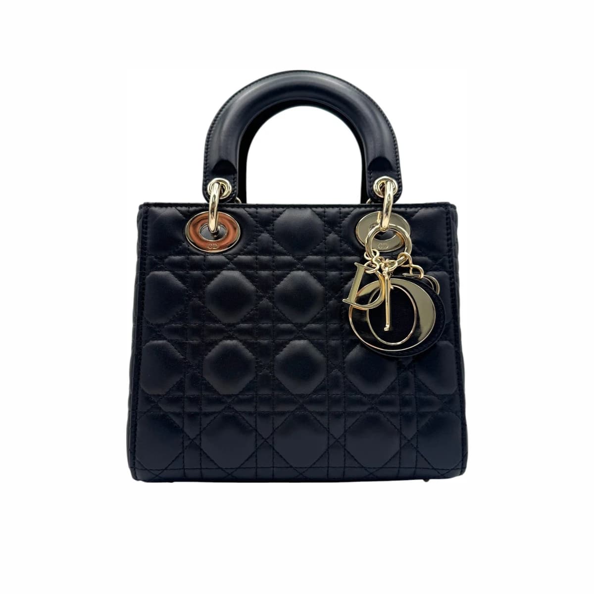 DIOR 디올 블랙 램스킨 까나쥬 레이디 MY ABC 디올 스몰 토트백