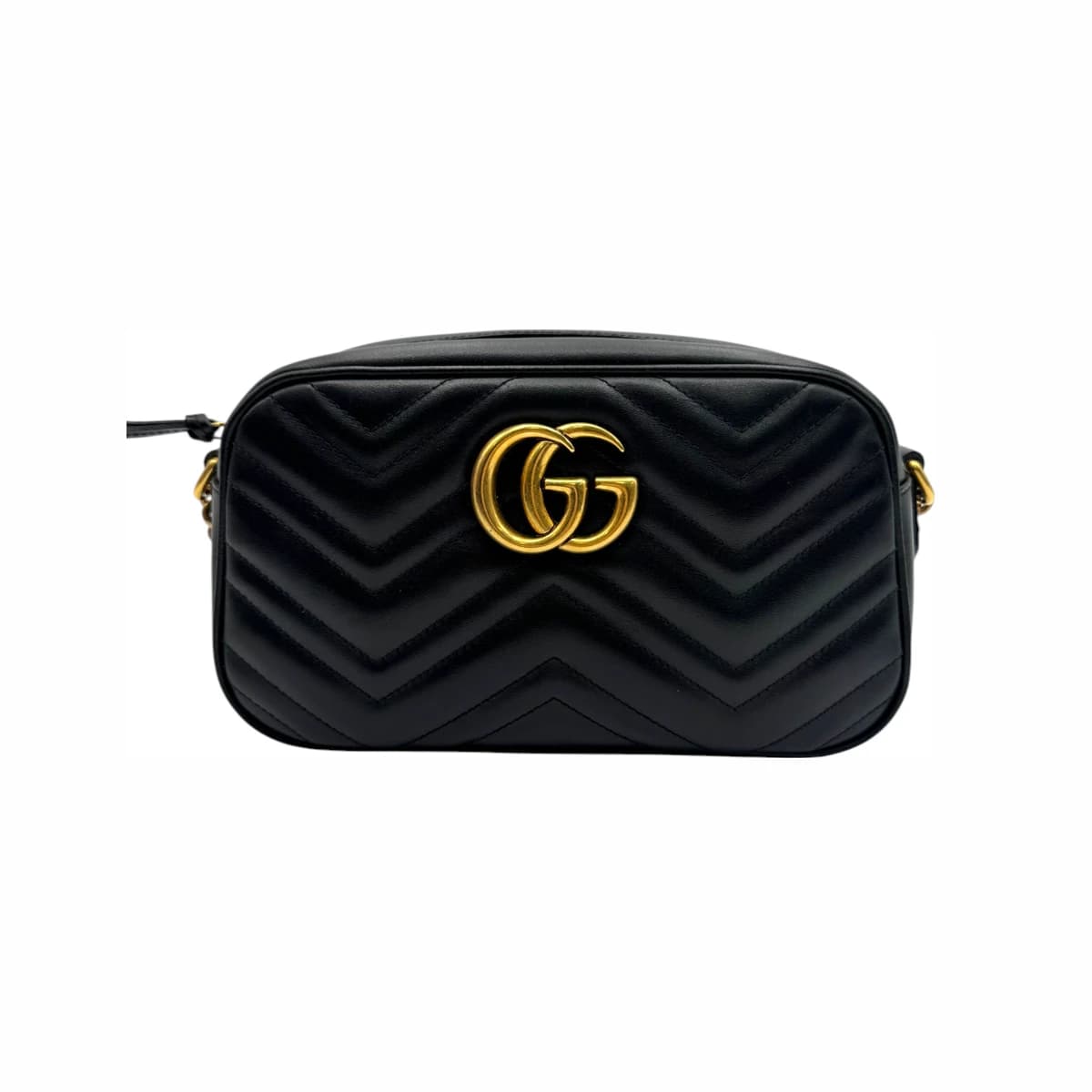 GUCCI 구찌 블랙 GG 마몽 스몰 마틀라세 크로스백 가죽