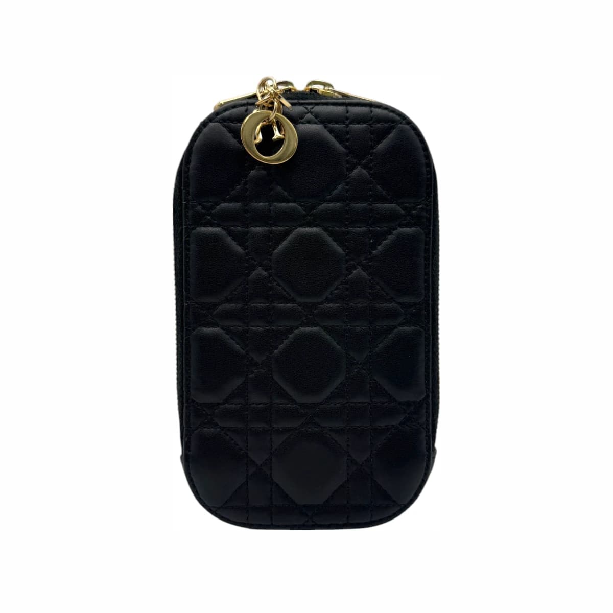 DIOR 디올 블랙레더 레이디디올 폰 홀더 체인 크로스백 가죽